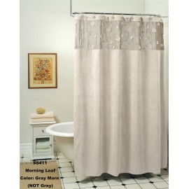 Creative Linens Morning Leaf Suede Fabric Shower Curtain Gray Morn